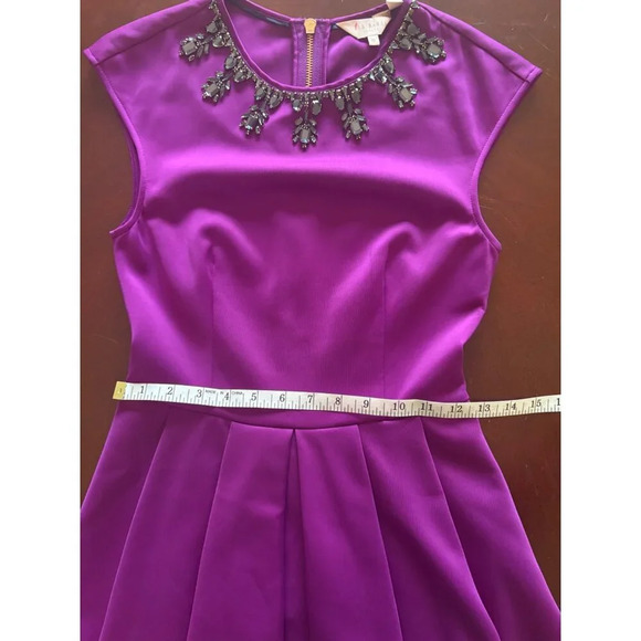 Ted Baker J’Adore Y2K Jewelled Neckline Purple Fit & Flare Dress TB0 US Size 2 - Picture 13 of 14